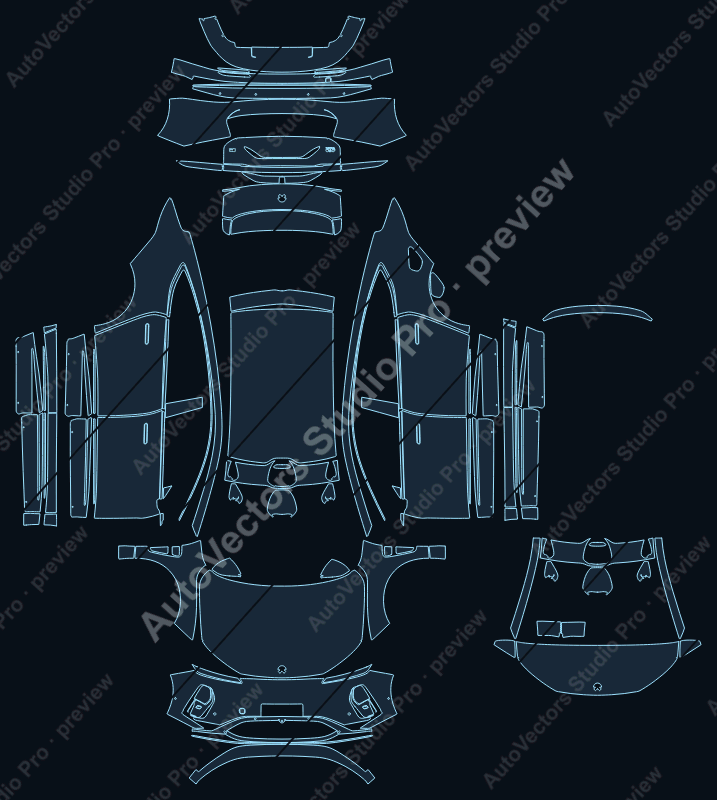 NIO ET9 2025 sedan precut PPF pattern – watermarked preview from the cutting software