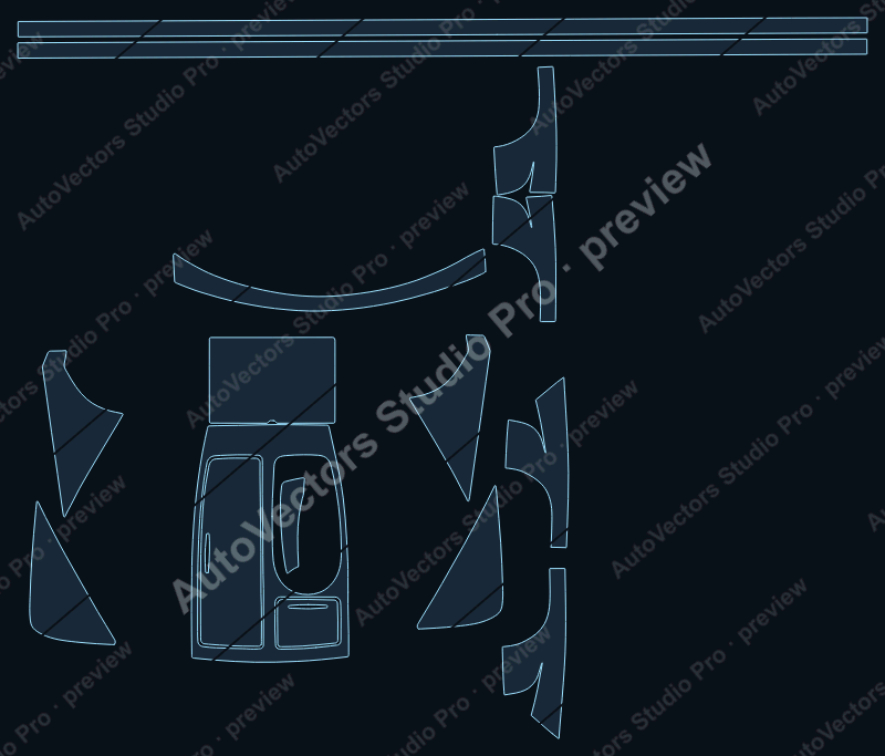 Nissan Patrol Base 2024 precut interior protection film pattern – watermarked preview from the cutting software