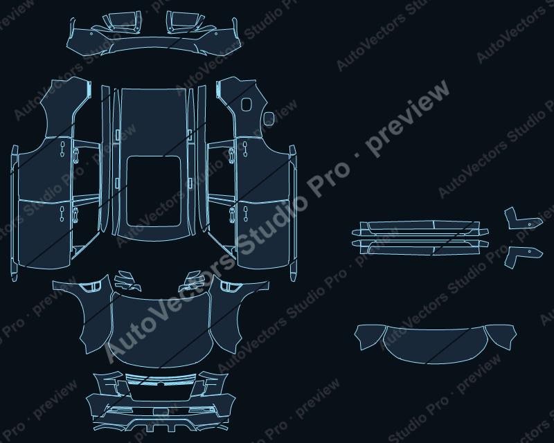 Nissan Patrol ME SE Platinum City 2025 precut PPF pattern – watermarked preview from the cutting software
