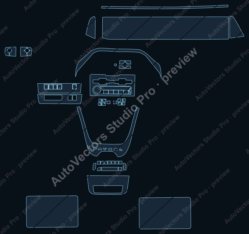 Nissan Patrol Platinum City 2025 precut interior protection film pattern – watermarked preview from the cutting software