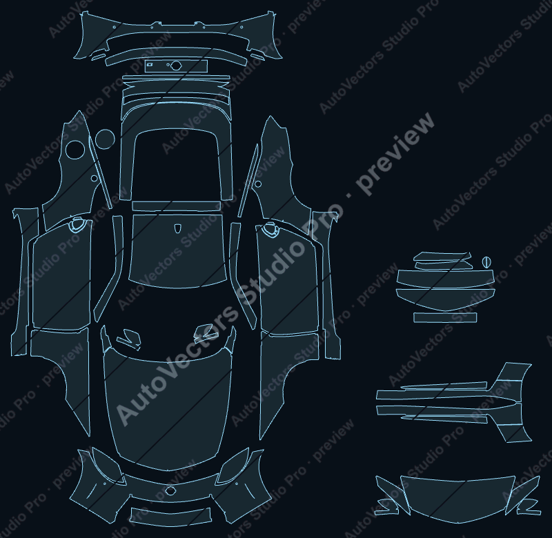 Nissan Z RZ34 Base 2023 coupe precut PPF pattern – watermarked preview from the cutting software