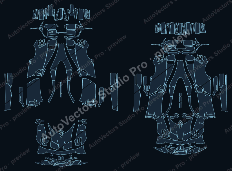 Pagani Huayra Base 2012 precut PPF pattern – watermarked preview from the cutting software