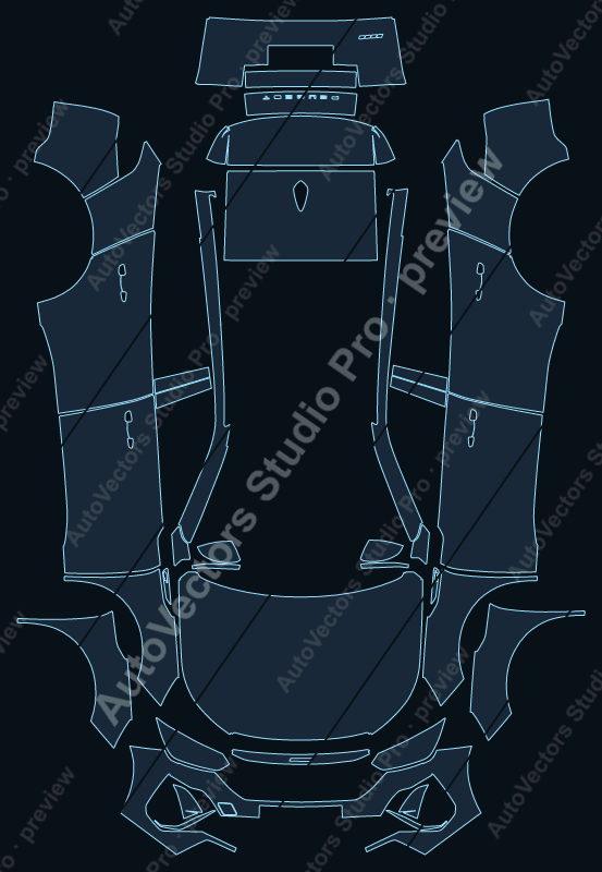 Peugeot P24 Allure Facelift 2008 SUV precut PPF pattern – watermarked preview from the cutting software