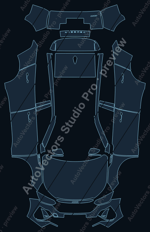 Peugeot P24 GT Facelift 2008 SUV precut PPF pattern – watermarked preview from the cutting software