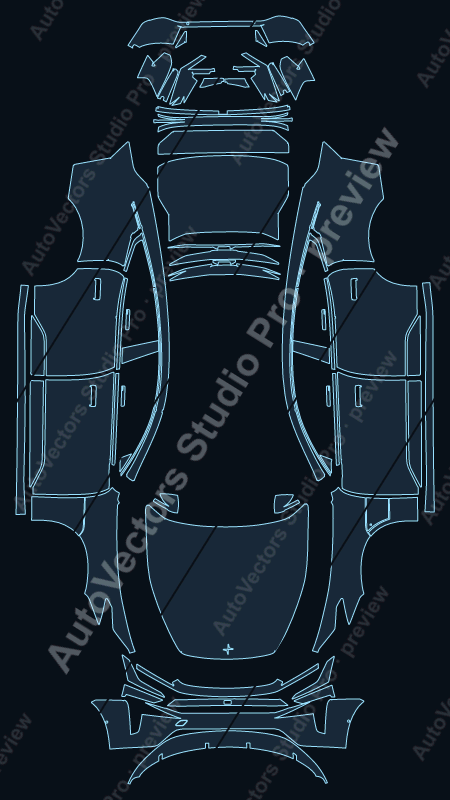 Polestar 5 Base 2026 precut PPF pattern – watermarked preview from the cutting software