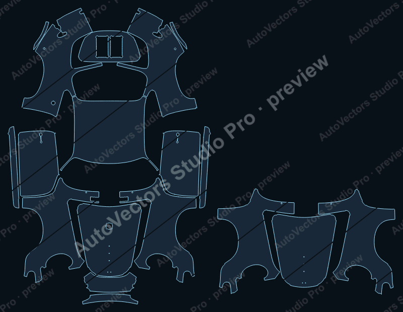Porsche 356 C 1964 coupe precut PPF pattern – watermarked preview from the cutting software