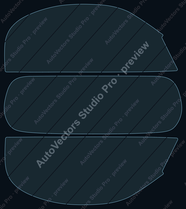 Porsche 718 Boxster 2005 precut window film pattern – watermarked preview from the cutting software
