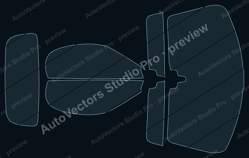 Porsche 718 Boxster 2014 precut window film pattern – watermarked preview from the cutting software
