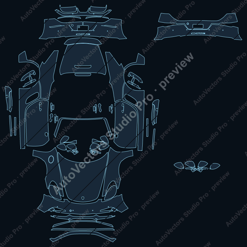 Porsche 718 Boxster 982 GTS 4.0 2020 convertible precut PPF pattern – watermarked preview from the cutting software