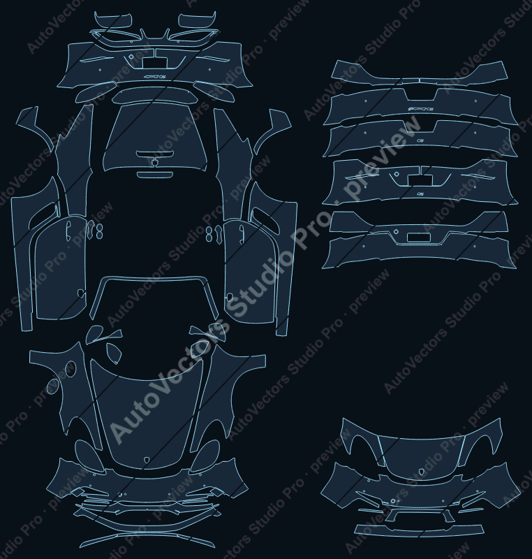 Porsche 718 Boxster Base S 982 2017 precut PPF pattern – watermarked preview from the cutting software