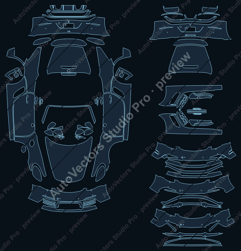 Porsche 718 Boxster Style Edition 2023 convertible precut PPF pattern – watermarked preview from the cutting software