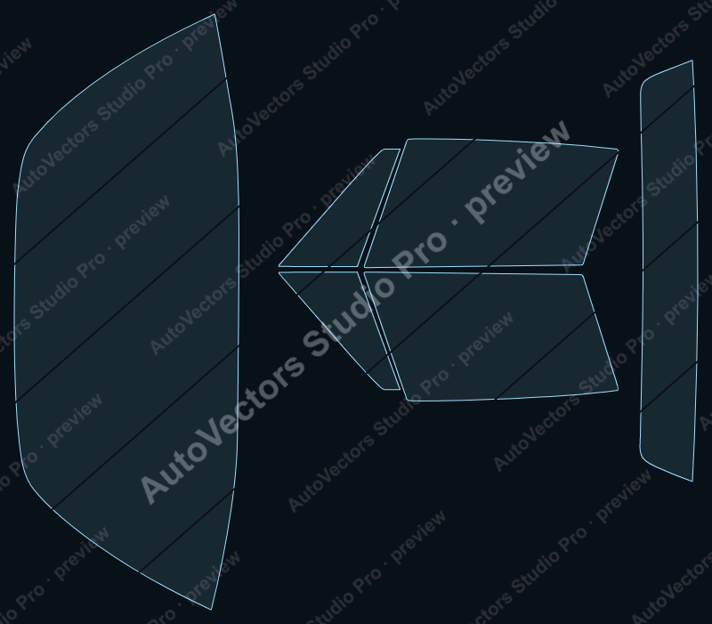 Porsche 911 1977 targa precut window film pattern – watermarked preview from the cutting software
