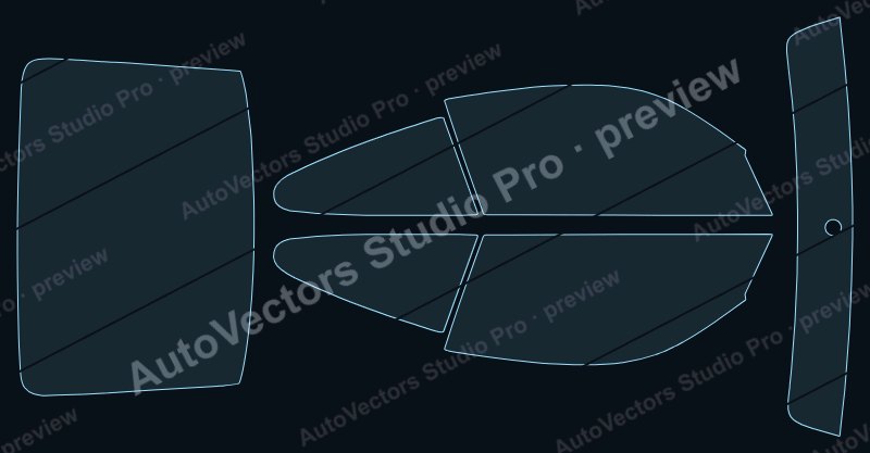 Porsche 911 1994 coupe precut window film pattern – watermarked preview from the cutting software