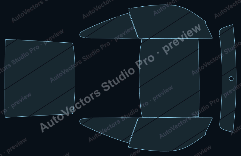 Porsche 911 1998 targa precut window film pattern – watermarked preview from the cutting software