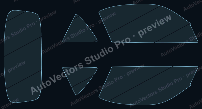 Porsche 911 2005 cabriolet precut window film pattern – watermarked preview from the cutting software