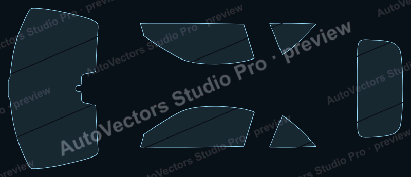 Porsche 911 2020 convertible precut window film pattern – watermarked preview from the cutting software