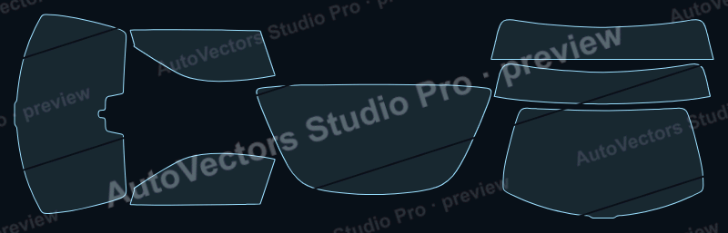 Porsche 911 2020 coupe precut window film pattern – watermarked preview from the cutting software