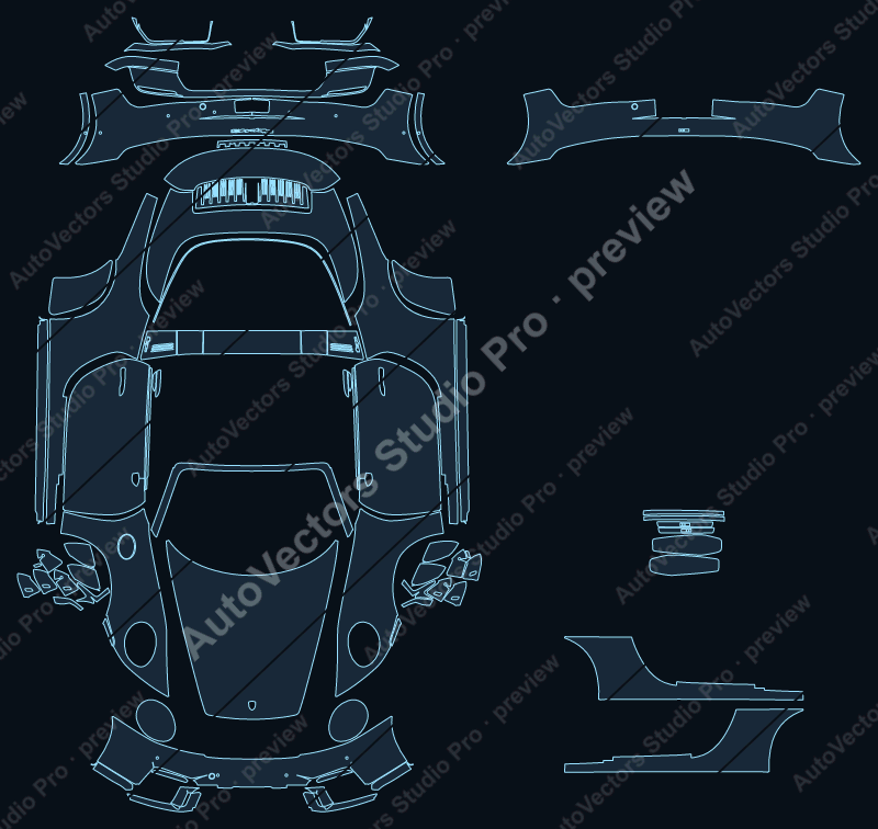 Porsche 911 4 GTS 992.2 2025 targa precut PPF pattern – watermarked preview from the cutting software