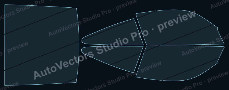 Porsche 911 4S 2002 targa precut window film pattern – watermarked preview from the cutting software