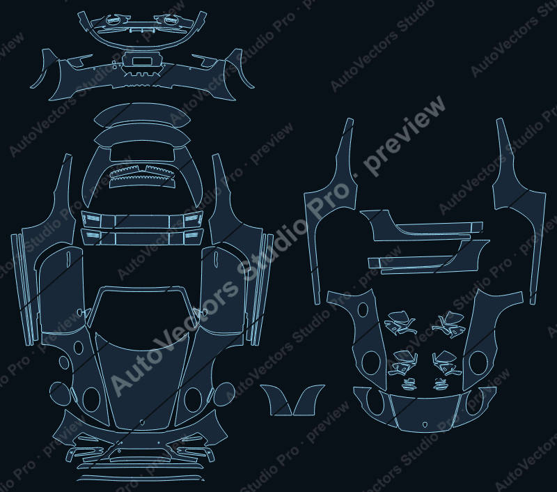 Porsche 911 4S Sport Targa 4 GTS 2021 targa full kit precut PPF pattern – watermarked preview from the cutting software
