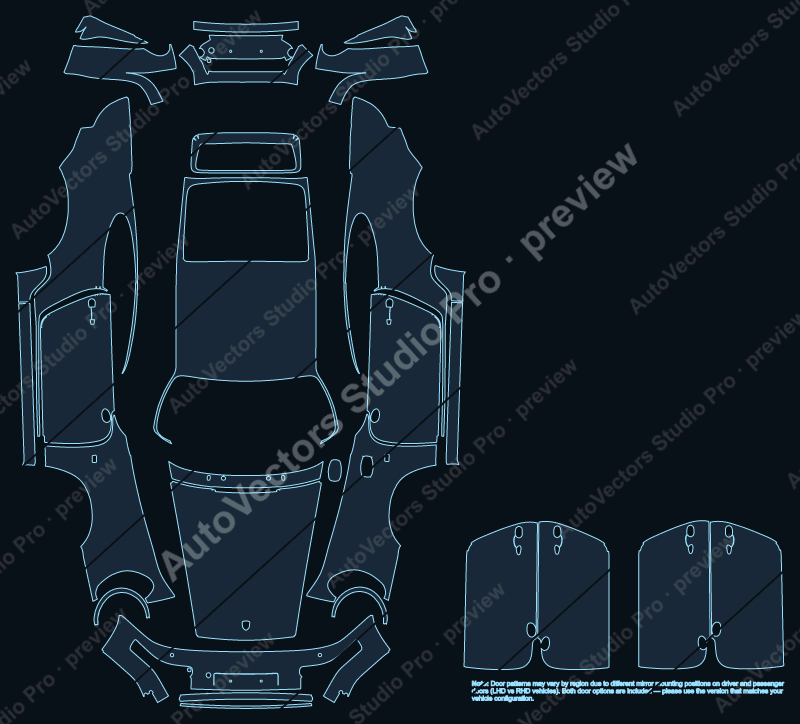 Porsche 911 964 Carrera RS 1991 coupe full kit precut PPF pattern – watermarked preview from the cutting software