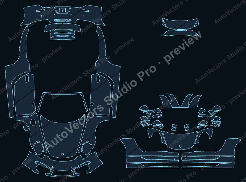 Porsche 911 991.1 Carrera 4 4S S 2012 cabriolet full kit precut PPF pattern – watermarked preview from the cutting software