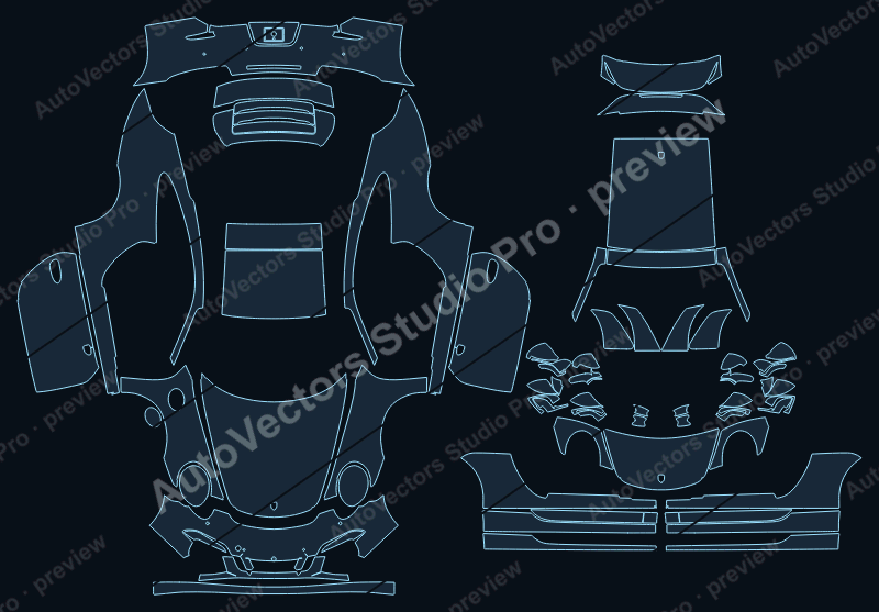 Porsche 911 991.1 Carrera 4 GTS Carrera GTS 2015 coupe full kit precut PPF pattern – watermarked preview