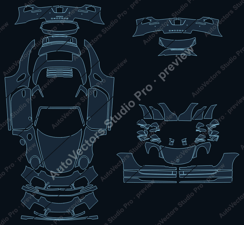Porsche 911 991.1 Turbo Turbo S 2014 cabriolet full kit precut PPF pattern – watermarked preview from the cutting software