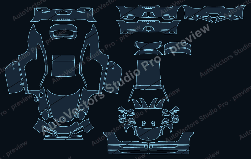 Porsche 911 991.2 Carrera GTS Carrera 4 GTS 2017 coupe full kit precut PPF pattern – watermarked preview