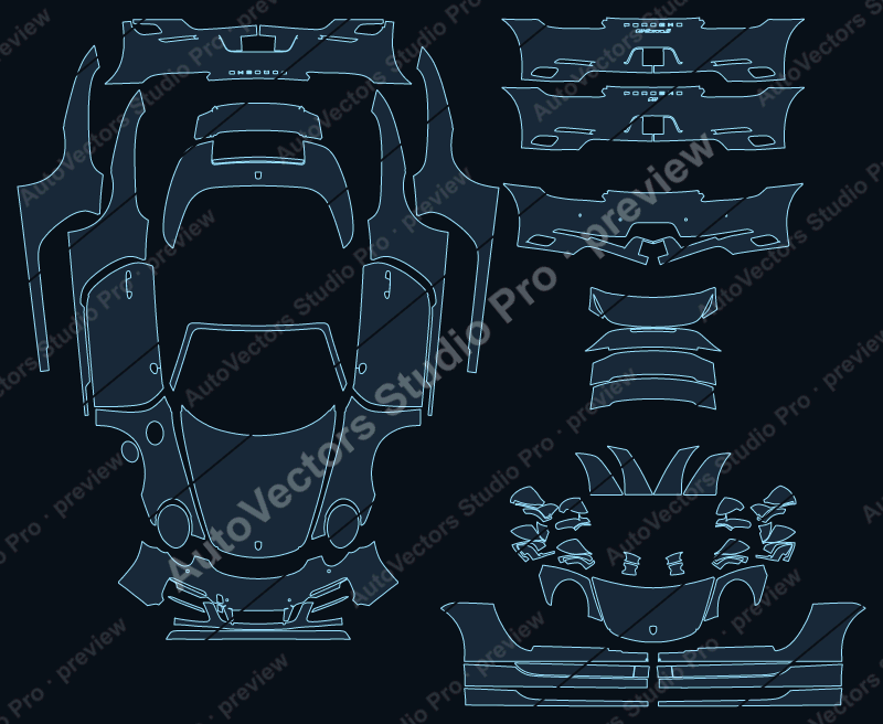 Porsche 911 991.2 Carrera GTS Carrera 4 GTS 2017 cabriolet full kit precut PPF pattern – watermarked preview