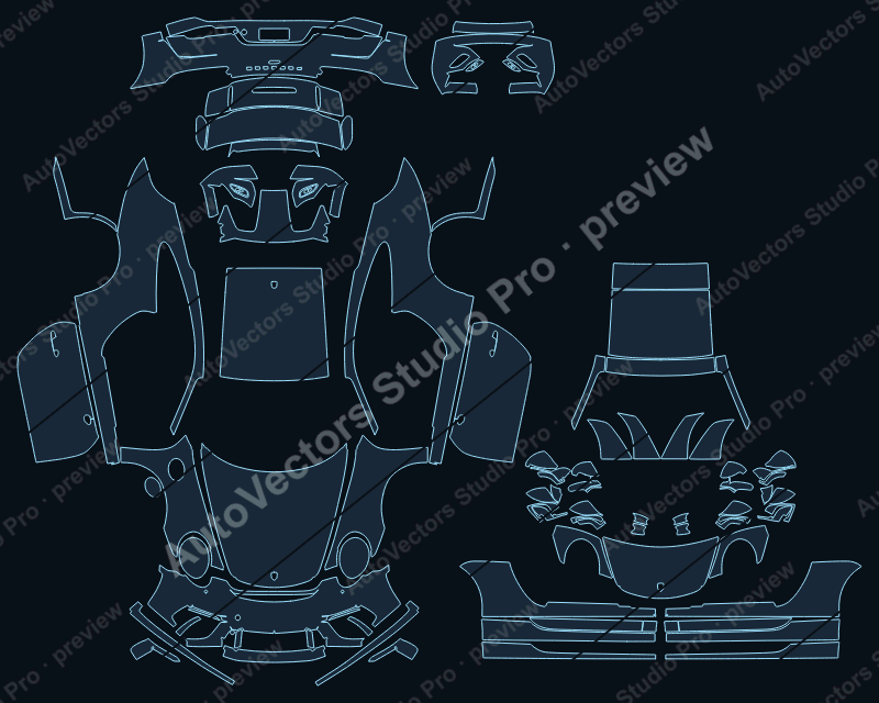 Porsche 911 991.2 GT3 2017 coupe full kit precut PPF pattern – watermarked preview from the cutting software