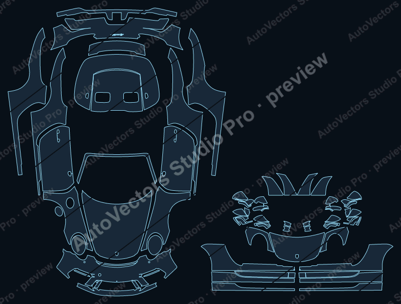 Porsche 911 991.2 Speedster 2019 cabriolet full kit precut PPF pattern – watermarked preview from the cutting software