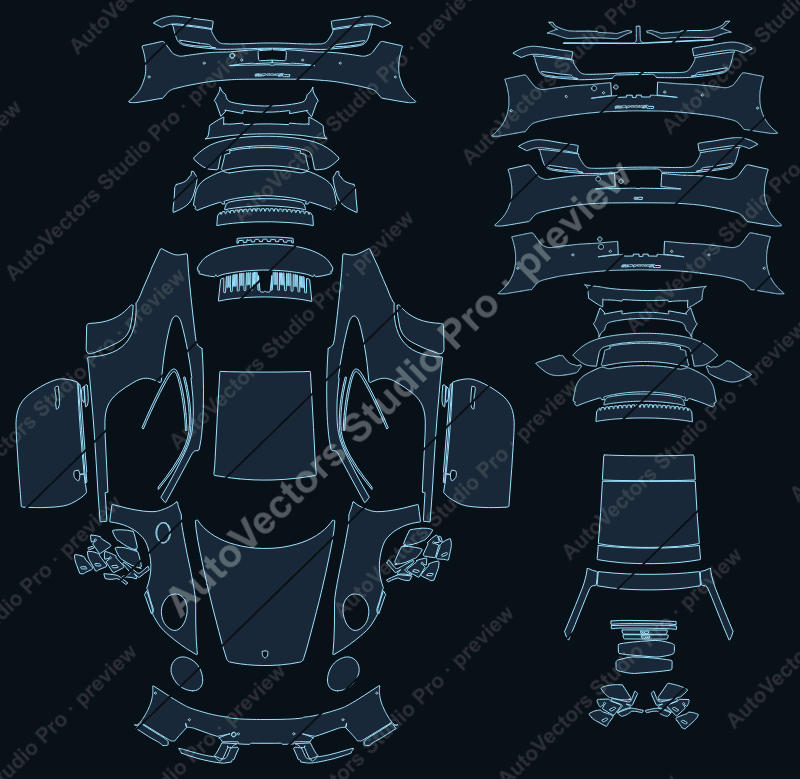 Porsche 911 992.2 Carrera GTS Facelift 2025 coupe precut PPF pattern – watermarked preview from the cutting software