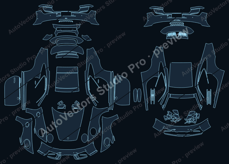 Porsche 911 992.2 Carrera T Club LCI 2026 coupe precut PPF pattern – watermarked preview from the cutting software