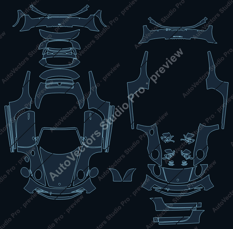 Porsche 911 992 Carrera Carrera S Carrera 4 Carrera 4S 2022 cabriolet full kit precut PPF pattern – watermarked preview