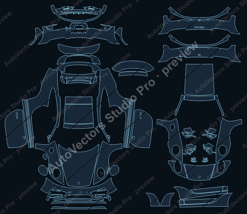 Porsche 911 992 Carrera GTS Carrera 4 GTS AND Aero KIT 2022 coupe full kit precut PPF pattern – watermarked preview