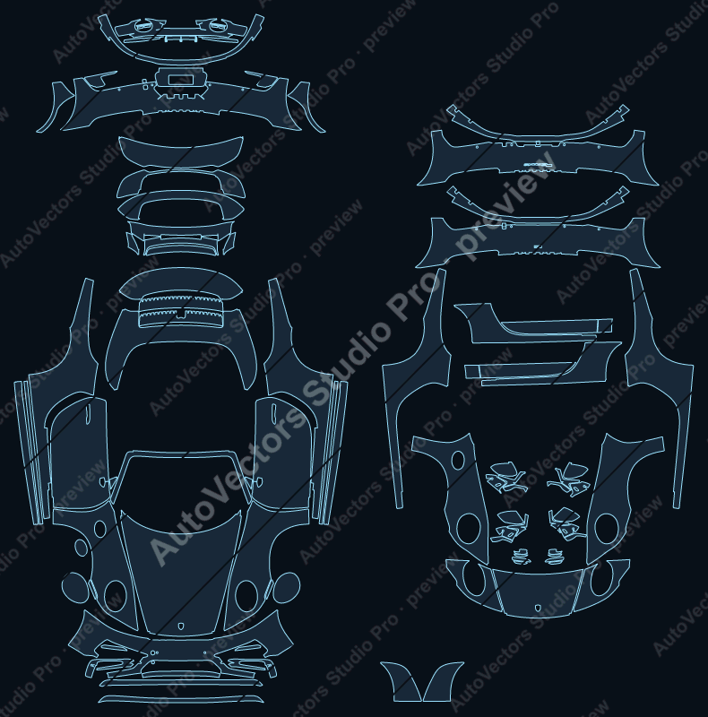 Porsche 911 992 Carrera GTS Carrera 4 GTS AND Aero KIT 2022 cabriolet full kit precut PPF pattern – watermarked preview