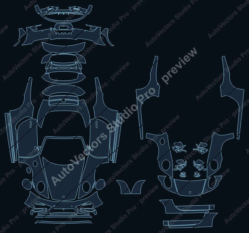 Porsche 911 992 Carrera S Carrera 4S Sport AND Aero KIT 2022 cabriolet full kit precut PPF pattern – watermarked preview