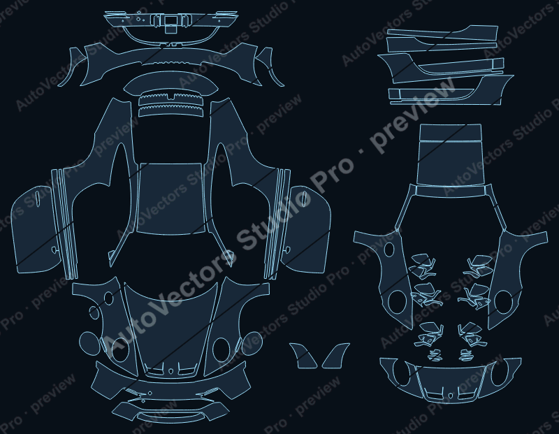 Porsche 911 992 S T 2024 coupe full kit precut PPF pattern – watermarked preview from the cutting software
