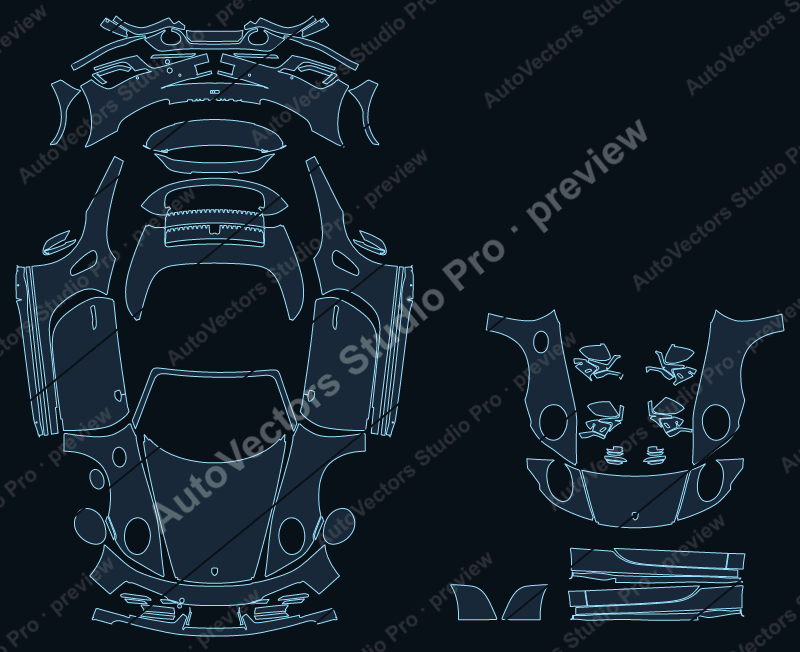Porsche 911 992 Turbo Turbo S 2020 cabriolet full kit precut PPF pattern – watermarked preview from the cutting software