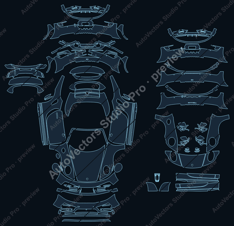 Porsche 911 992 Turbo Turbo S Sport 2020 cabriolet full kit precut PPF pattern – watermarked preview