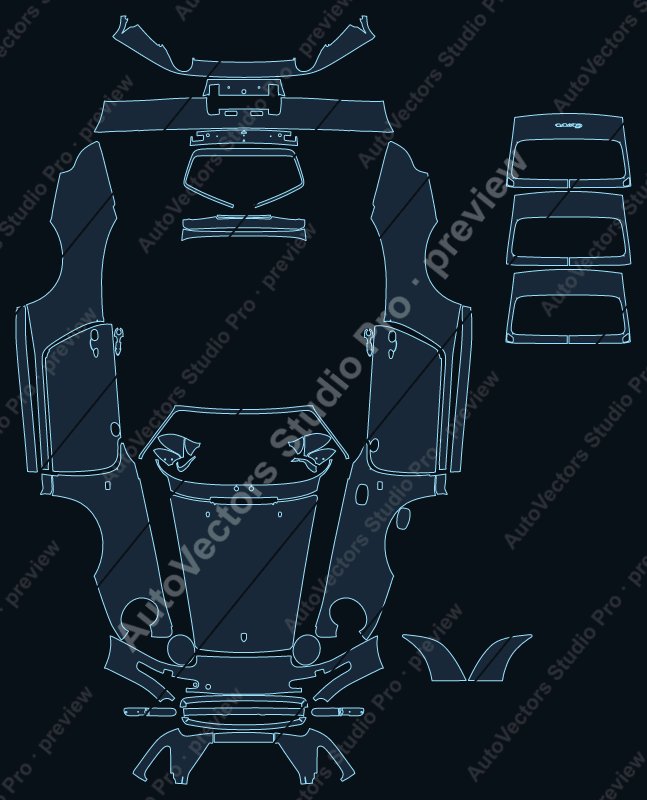 Porsche 911 993 Carrera Carrera 4 4 1995 targa full kit precut PPF pattern – watermarked preview from the cutting software