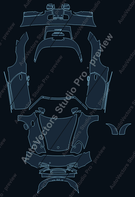 Porsche 911 996.2 Carrera 2002 cabriolet full kit precut PPF pattern – watermarked preview from the cutting software