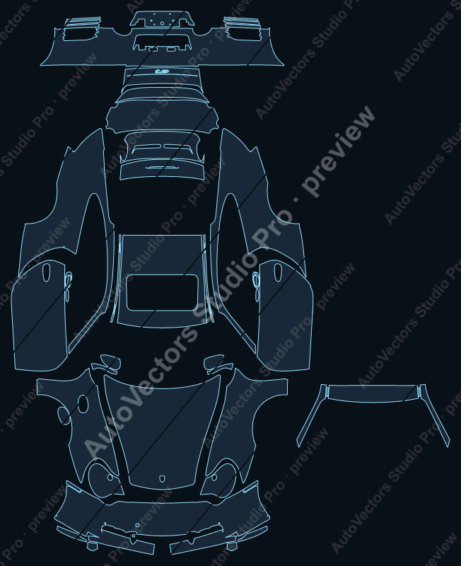 Porsche 911 996.2 GT3 2002 coupe full kit precut PPF pattern – watermarked preview from the cutting software