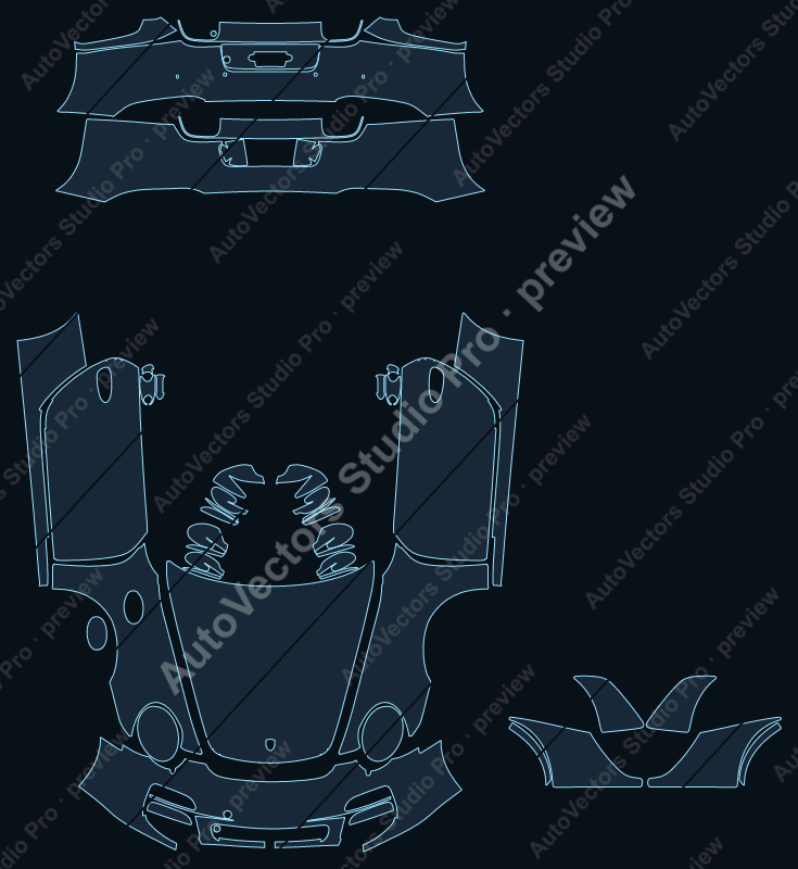 Porsche 911 997.2 Carrera Carrera 4S 2009 convertible full kit precut PPF pattern – watermarked preview