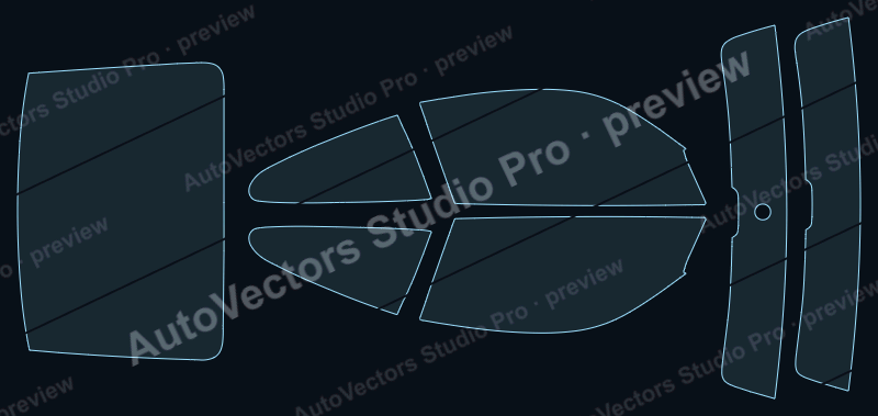 Porsche 911 Base 1999 precut window film pattern – watermarked preview from the cutting software