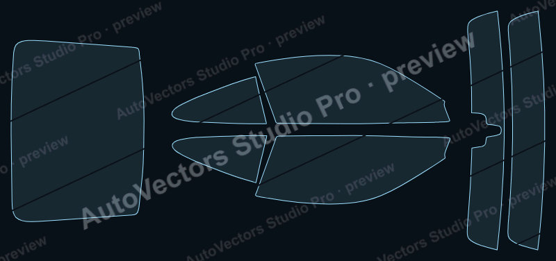 Porsche 911 Base 2012 precut window film pattern – watermarked preview from the cutting software