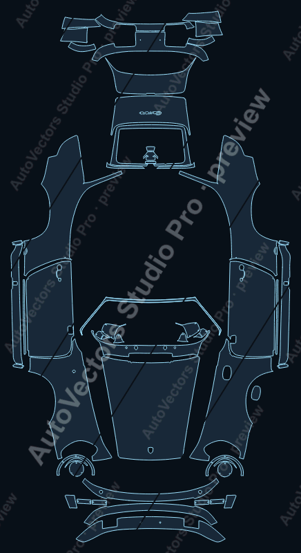 Porsche 911 Carrera 1984 targa full kit precut PPF pattern – watermarked preview from the cutting software