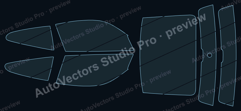 Porsche 911 Carrera 1997 precut window film pattern – watermarked preview from the cutting software