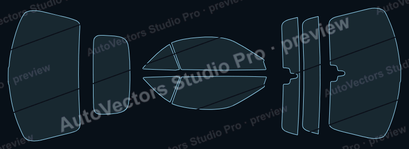 Porsche 911 Carrera 2012 cabriolet precut window film pattern – watermarked preview from the cutting software